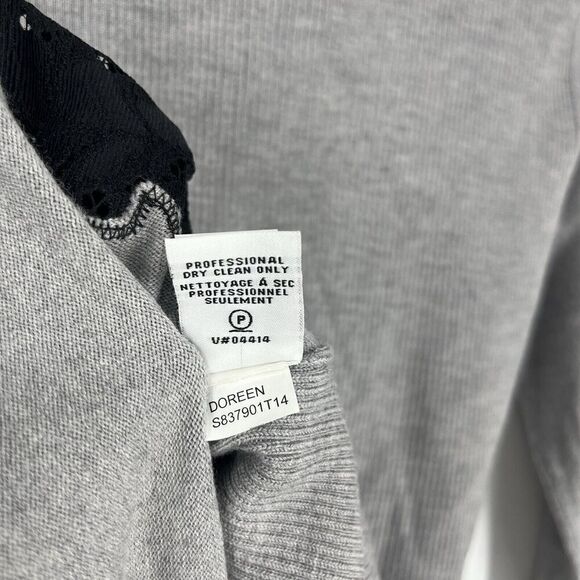 Diane Von Furstenberg Sweater Size Medium Gray Doreen Wool Stretch Floral DVF - Picture 9 of 9